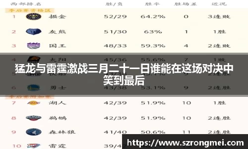 猛龙与雷霆激战三月二十一日谁能在这场对决中笑到最后